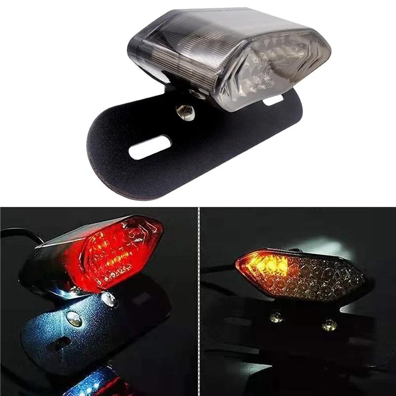 Motorcycle Black Base Brake Tail Turn Signal License Plate Light For Honda Kawasaki For Harley Scooter Taillight