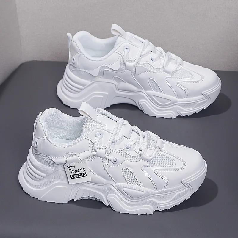 Fashion New 2024 Summer Women's Running Shoes Korean Style Casual Sports Shoes Thick Sole Breathable Upper For Students