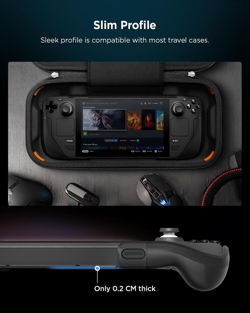 Spigen Steam Deck Case with Stand for Steam Deck LCD (2022) / Steam Deck OLED (2023), Shock Absorption, Shock Resistant, ACS06040 (Black)