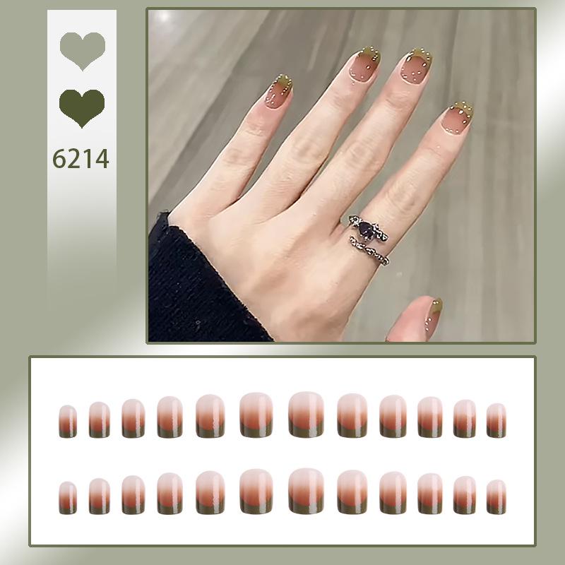 

Летние освежающие зеленые отбеливающие наклейки для ногтей - Готовые маникюрные накладки Glue Type