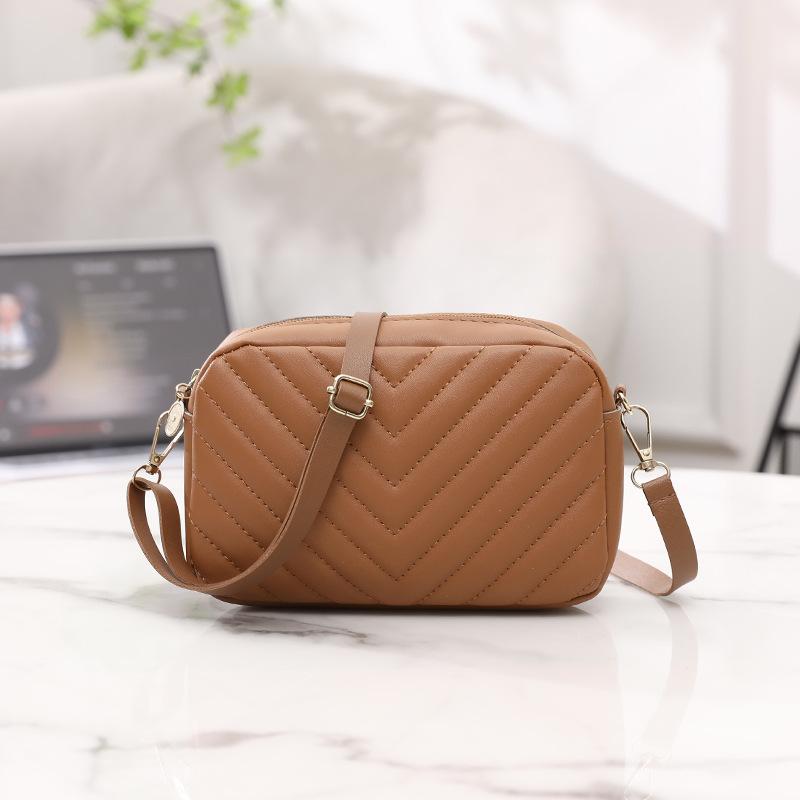 Women's Bag New Fashion Casual Bag Embroidery Thread Solid Color Messenger Bag Wave Pattern Shoulder Bag One Piece