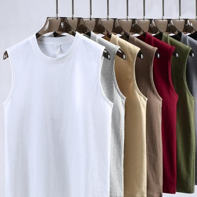 Camisetas esportivas de algodão sem mangas para homens, tamanho grande, soltas, com corte no ombro, camiseta respirável, absorve o suor, casual
