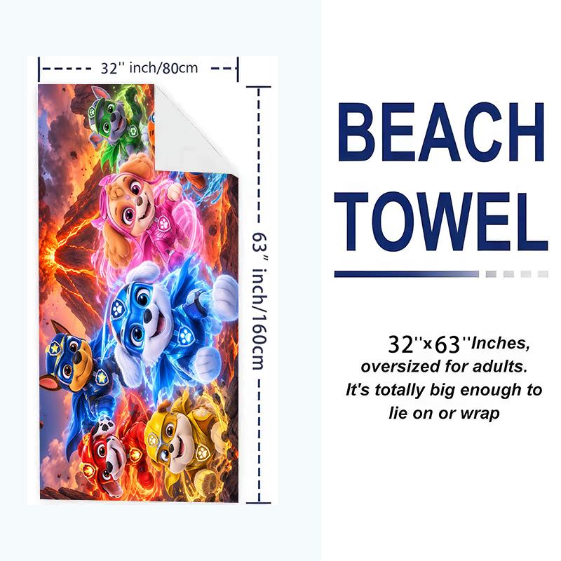 Paw Dogs Print Beach Towel, Large Soft Quick Dry Towel for Beach Camping Swimming