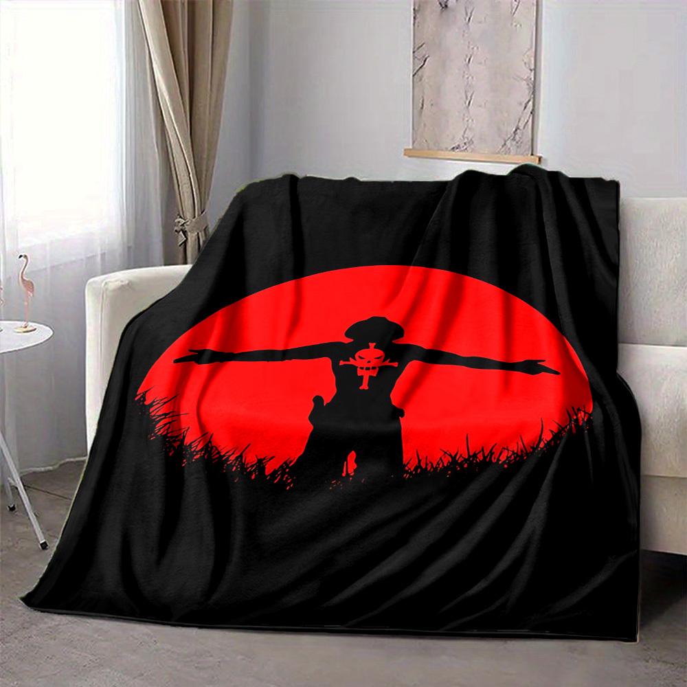1pc ONE PIECE Ace Flannel Throw Blanket HD Printed Lightweight Soft Warm All Season Blanket for Sofa, Bed, Travel, Camping Machine Washable