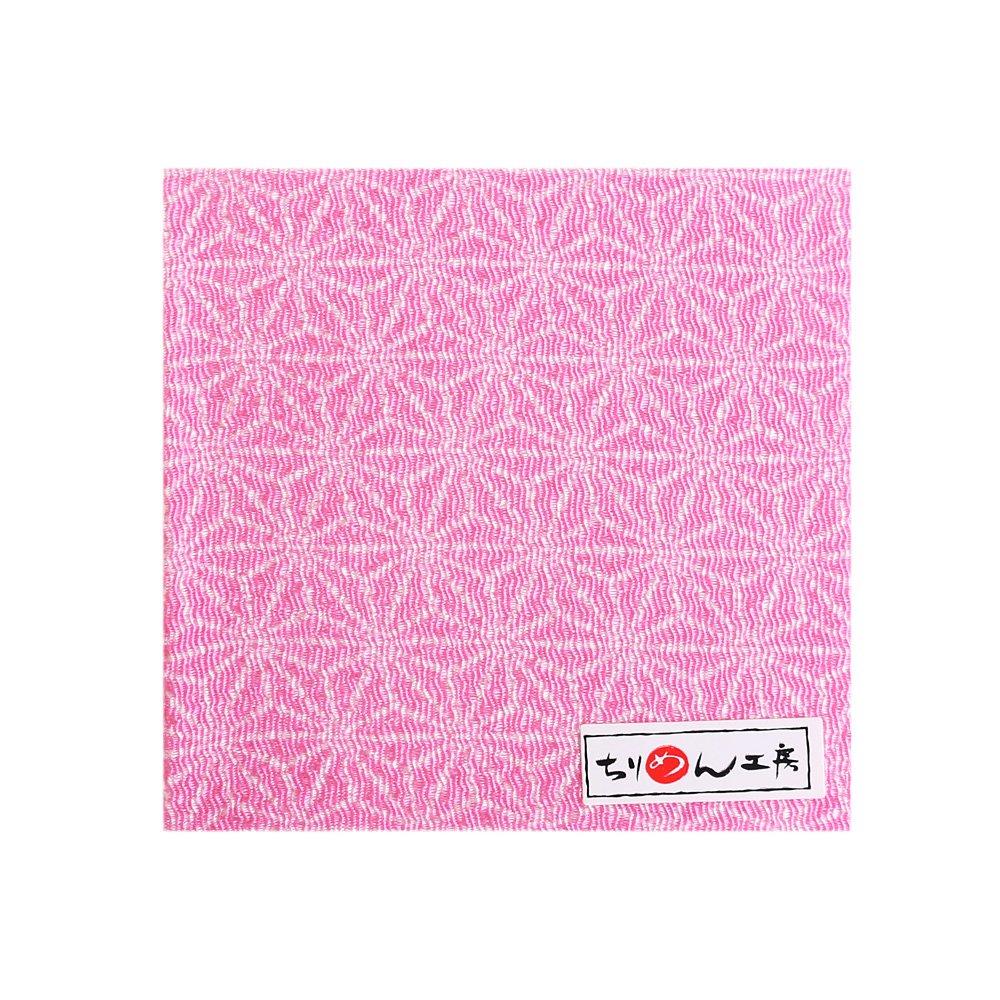Nippon Chuko Chirimen Cut Yuzen 23 x Hemp Leaf Fabric, Approx. 33cm, Pattern, Pink, Y315-08