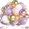 12inch-30pcs Pink Purple Gold Latex Balloon Set with Confetti, Suitable for Weddings, Birthdays, Popular Parties, Bridal Showers