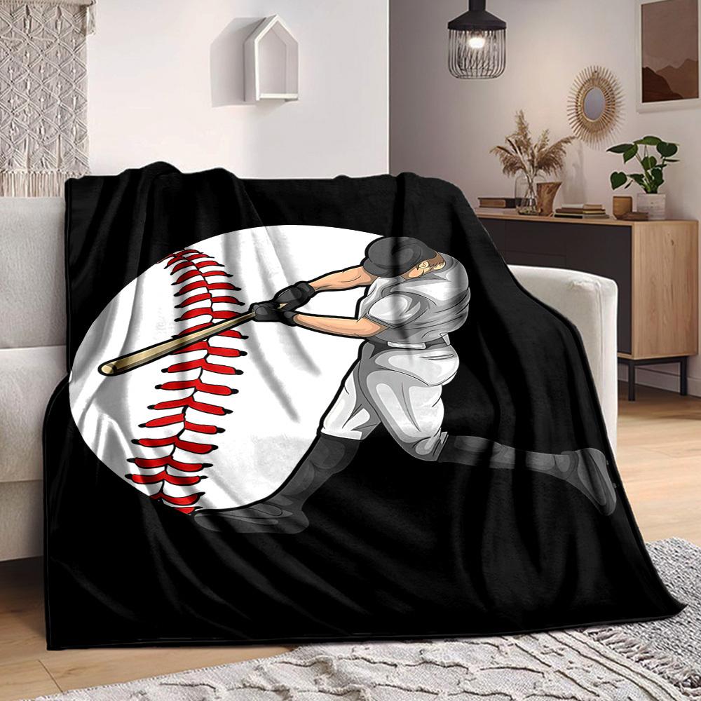 1pc Baseball Player Blanket, Lightweight Flannel Throw Blanket for Sofa, Bed, Travel, Camping, Living Room, Office, Couch065