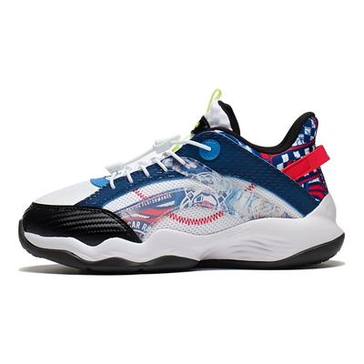 LiNing Low Top Basketball Shoes Kids Sneaker White Blue YKBS052-1