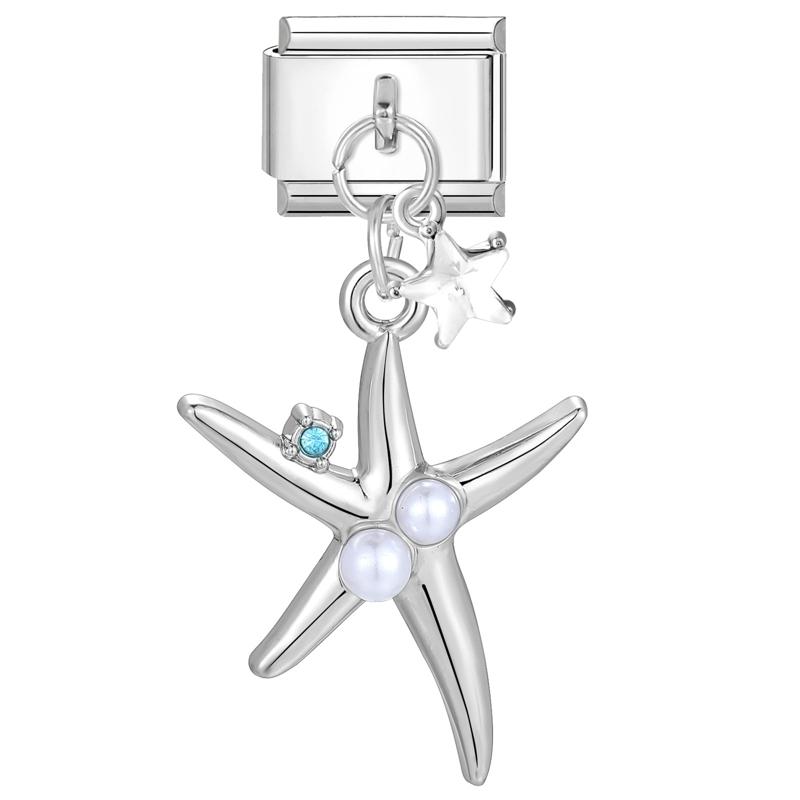 Fashion Crystal Heart Star Flower Moon Tassel Chain Pendant Italian Charm Link Fit 9mm Bracelet Stainless Steel Women DIY Making