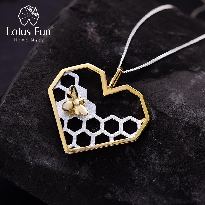 

Подвеска Lotus Fun Honeycomb Home Guard Love Heart из стерлингового серебра 925 пробы без цепочки для женщин