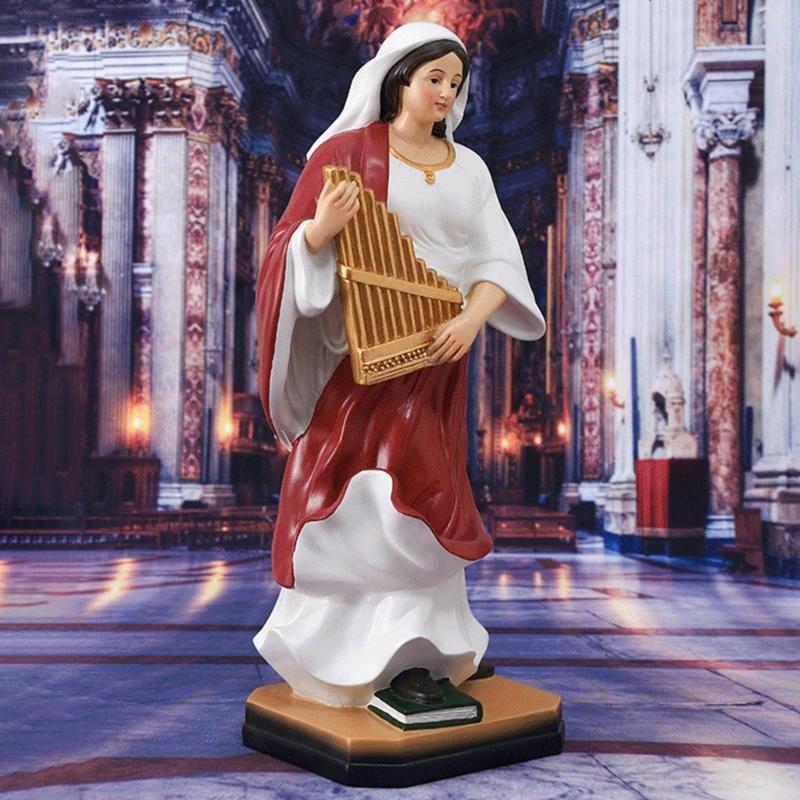 62KD Elegant Resin Harp Musician Sculpture Classical Home Decoration Statue for Gift