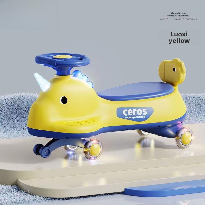 Children's Anti-Rollover Twist Car with Silent Flashing Wheels for Kids and Adults