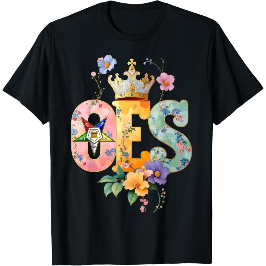 

OES Flower Queen Beautiful Crown Sisters of the Eastern Star T-Shirt XXXXXL чорний