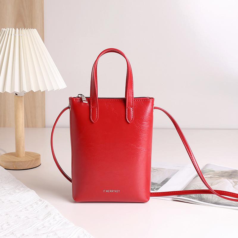 IELGY Soft Leather Portable Small Handbag Commuter Fashionable Women s Cross-body Mobile Phone Bag