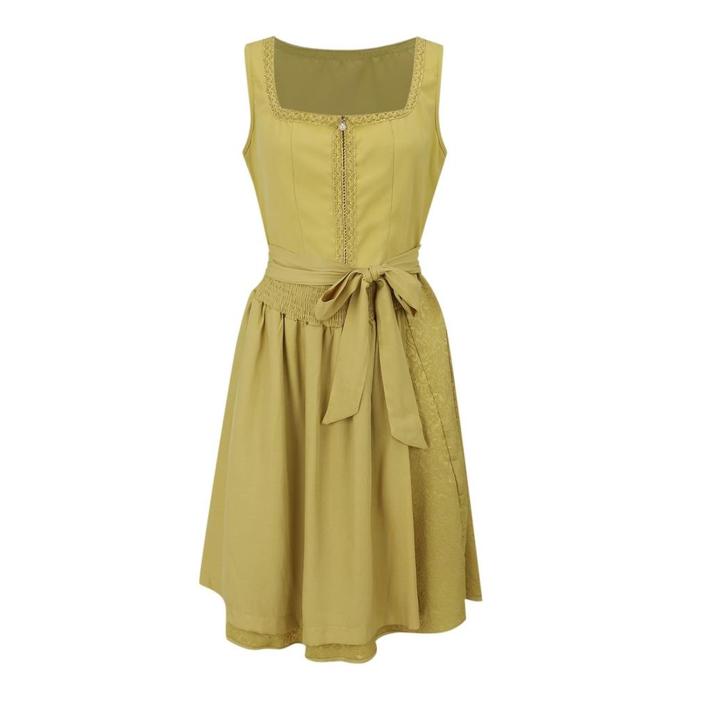 Beer Festival Costumes, Bavarian Women's Performance Costumes, Solid Colors Square Collar Dress