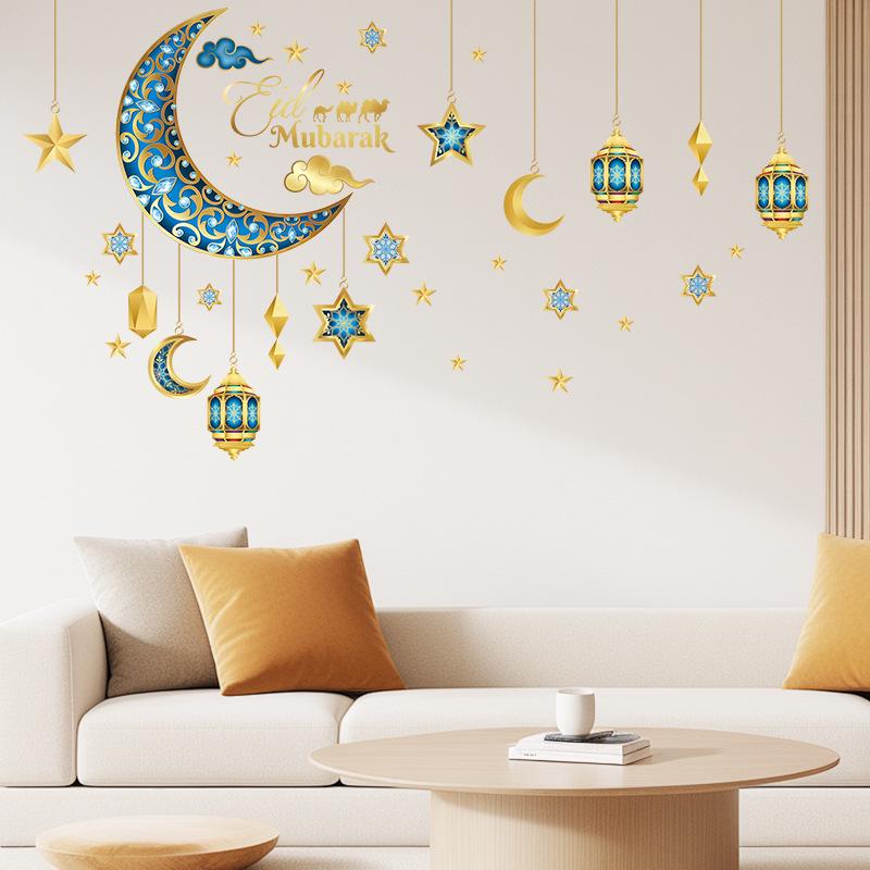 3D Star & Moon Wall Stickers - Self-Adhesive Festival Decorations for Living Room & Bedroom