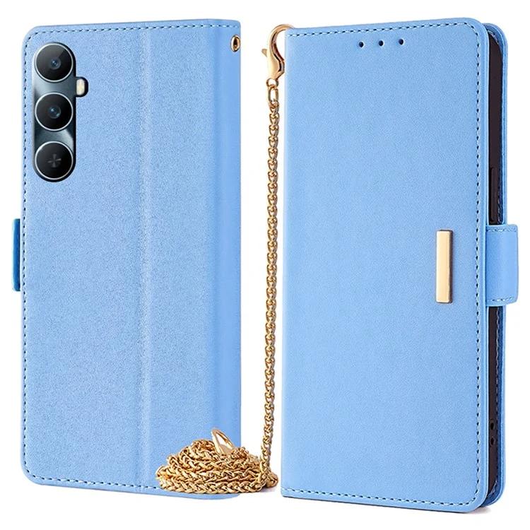 

Для Realme C65 4G чехол RFID блокирующий держатель для карт чехол для телефона с 2 ремнями - синий