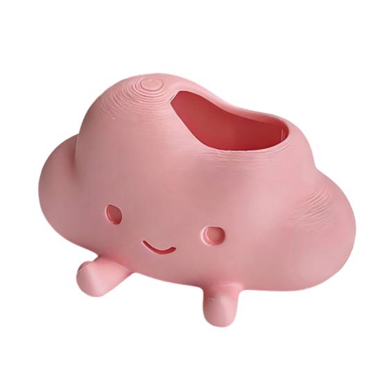 Cloud Shaped Storage Holder Face Decor Cute Smiling Multi-Functional розовый