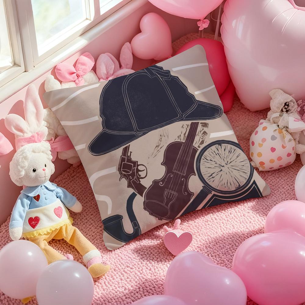 TV S-Sherlock H-Holmes Classic Cushion Cover Pattern Printed Pillowcase for Living Room Sofa Cushion Cover & Bedroom Decor