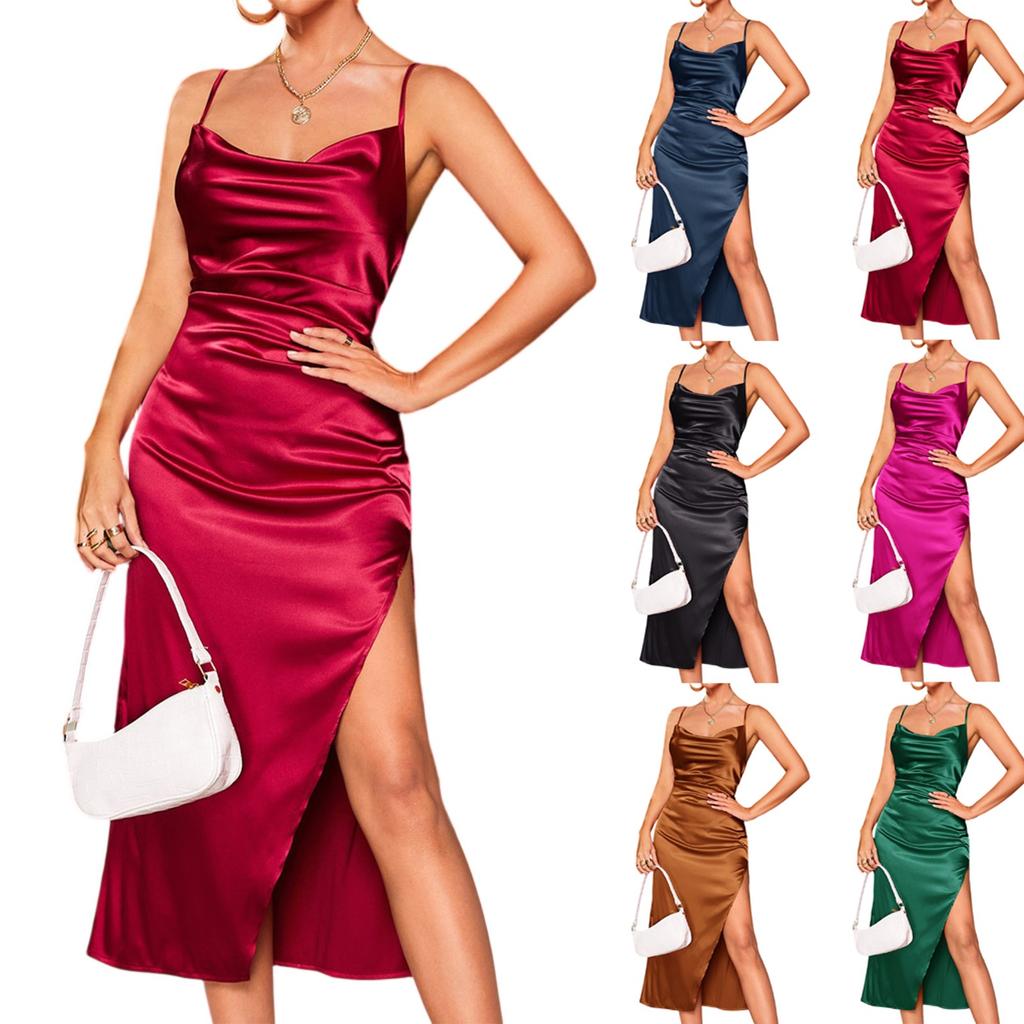 Women's Fashionable Solid Color Suspender Dress