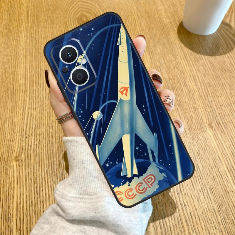 CCCP Soviet Space Propaganda Art Funda For OPPO Reno 12F 11F 13F 14F 8T 8 Lite 10 11 12 13 14 OPPO Find X8 X6 X5 X9 Pro Case