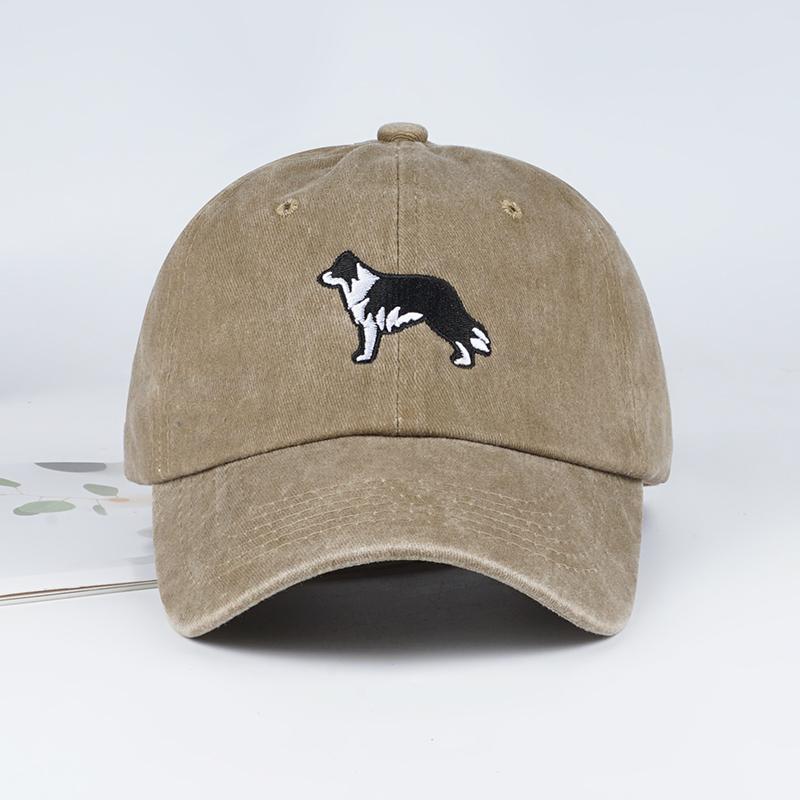 

Mlfo Border Collie Embroidered Washed Baseball Cap – Spring/Summer Fashion Hat, Unisex, Adjustable Sun Hat, Casual Hat
