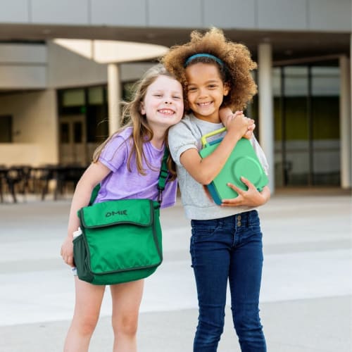 OmieBox Bento Lunch Box with Insulated Thermos for Kids, Meadow Green, B9099