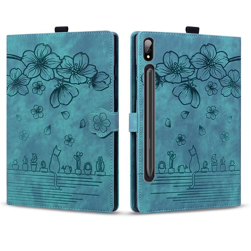Custodia per Samsung Galaxy Tab S9 FE Case 10.9" Rilievo Fiore 3D Gatto Portafoglio Tablet Coque per Galaxy Tab S9 FE Cover SM-X510 X516