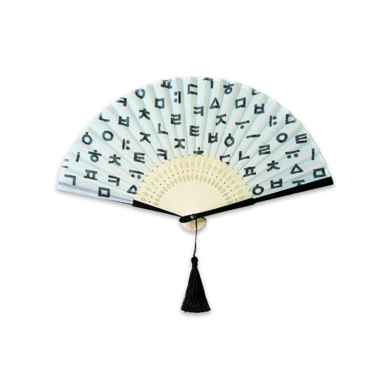 Korean Traditional Bamboo Folding Fan Korean alphabet (Hangeul), Sipjangsaeng & Hojakdo (7 Options)