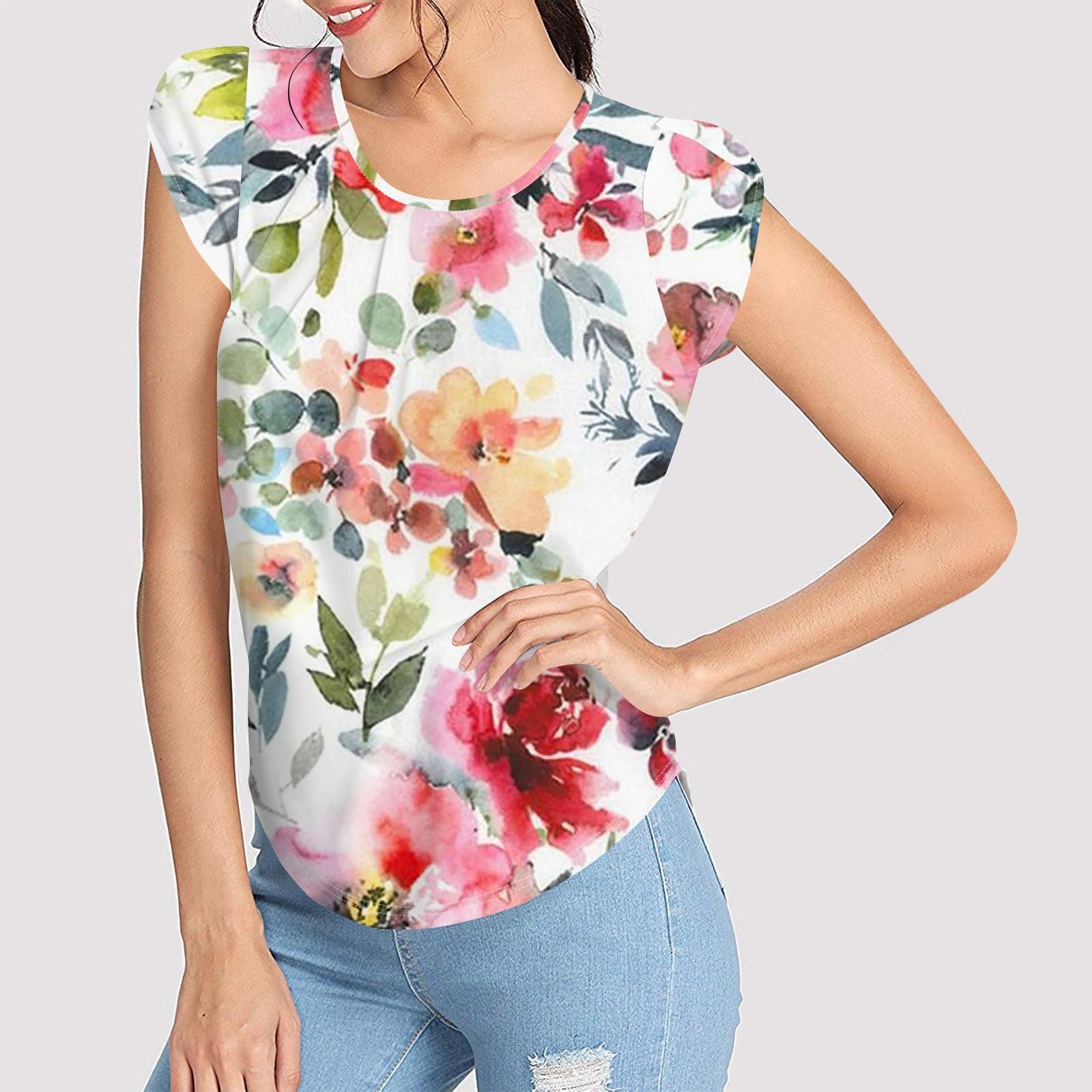 

Женские модные повседневные топы с короткими рукавами и круглым вырезом на пуговицах с принтом XL