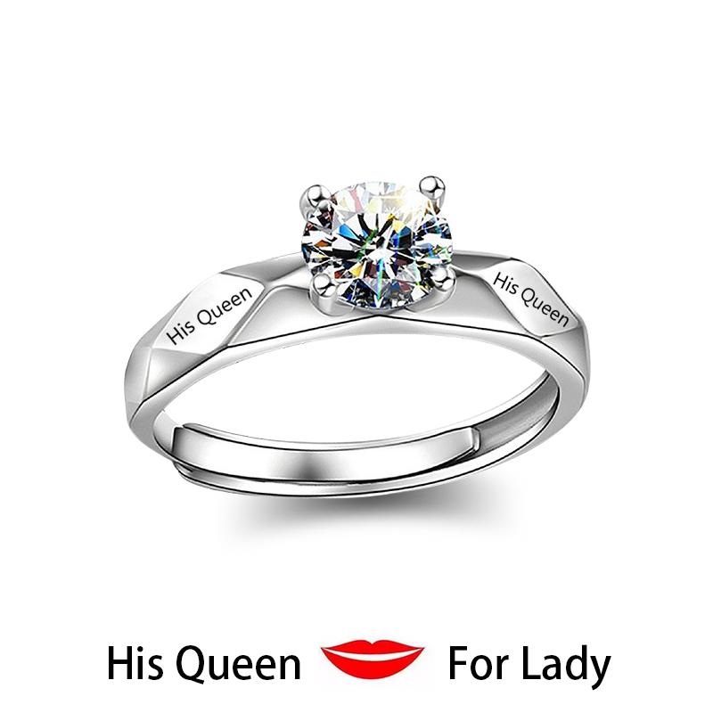 Huitan 1 Pc Trendy Couple Pledge Love Token Ring With Letter His Queen&Her King Engraved Wedding Ring For Women&men Finger Rings