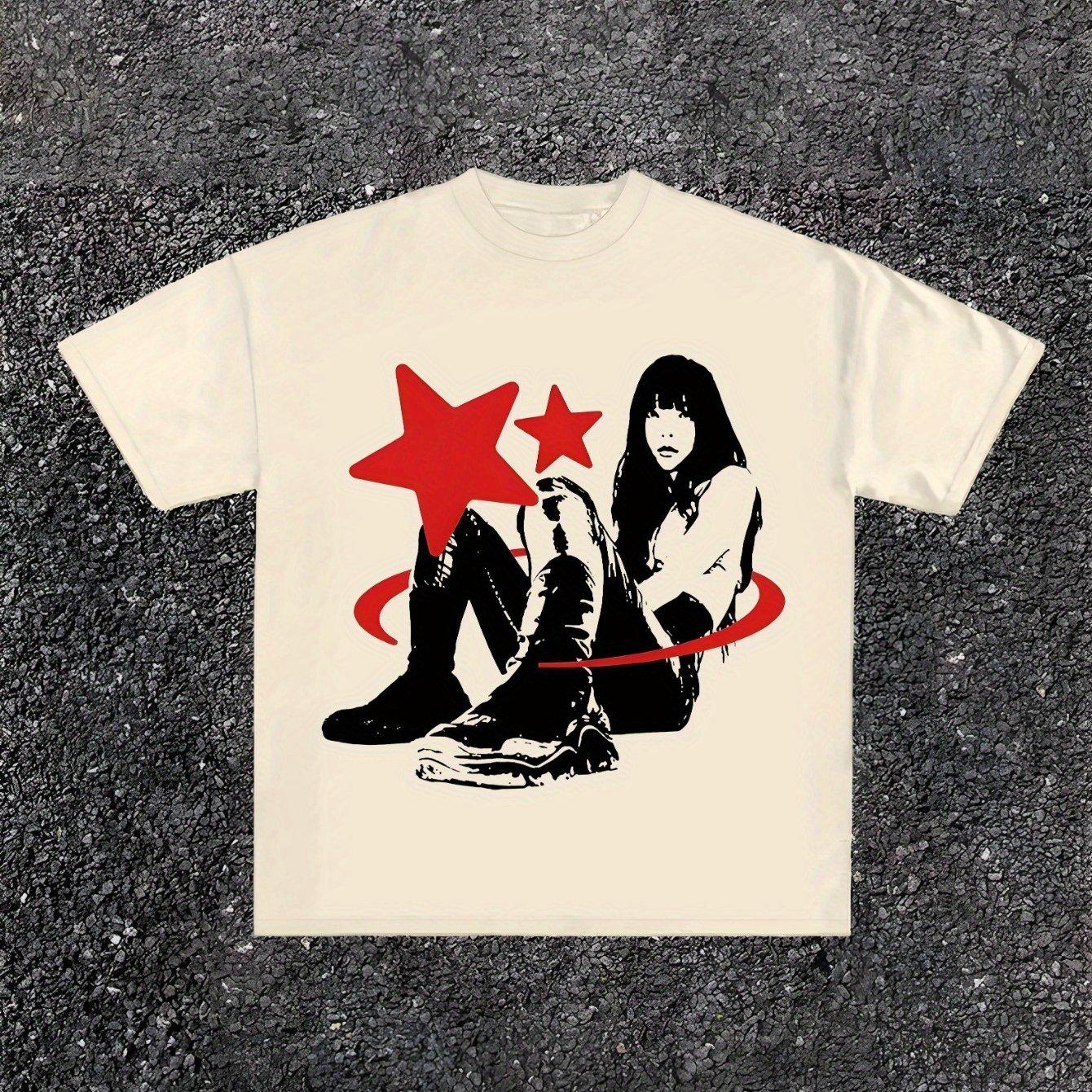 

Американский хип-хоп Y2K стиль принт с рисунком на тему девушки лето новый ретро мода мужская и женская уличная одежда S