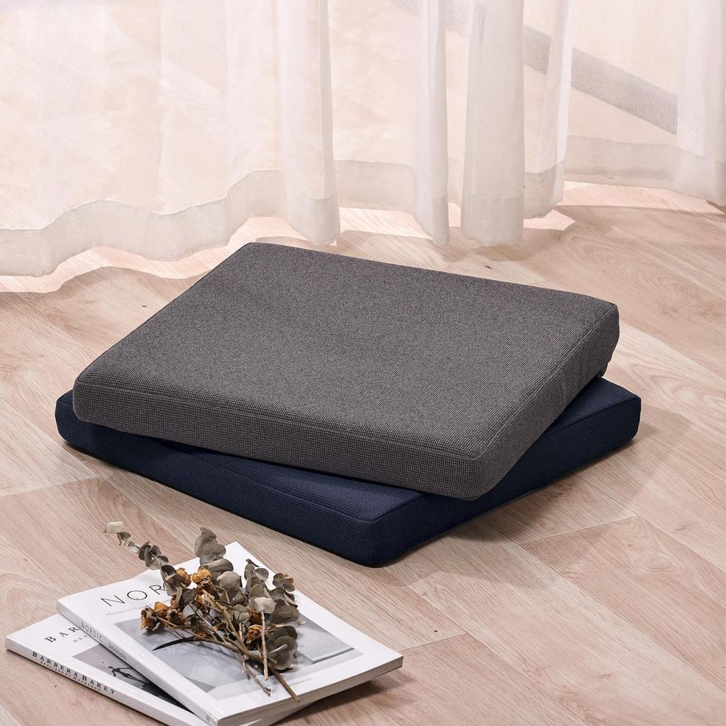 Baibu Home Cushion Chair Cushion Urethane Cushion 42 x 42 x 5 cm structure Navy Cover washable Low-resilience + High-resilience 2-layer