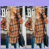 Vintage Plaid Shirt For Women With Polyester Blend Long Sleeve Casual Style