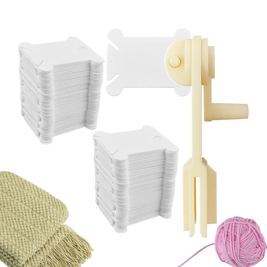 120 Pcs Plastic Floss Bobbins With Bobbin Winder For CrossStitch Cotton Thread Craft DIY Sewing Storage Thread Organizer Holder
