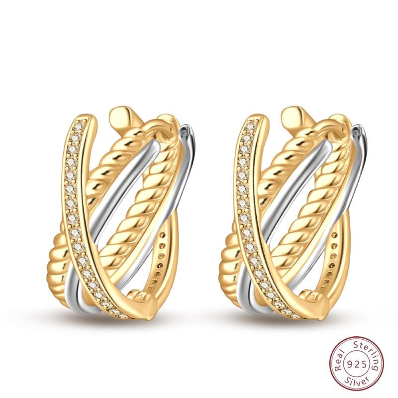 925 Ayar Burgu Halka Küpeler Minimalist Altın Yuvarlak Moda Zirkon Tokalı Düğün Takısı Kadınlar İçin Hediye