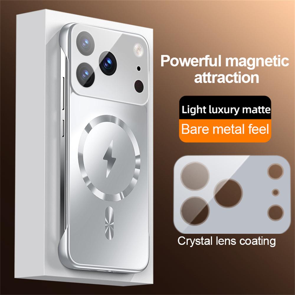 For Magsafe Ultra Thin Frameless Nano AG Frosted Phone Case For 17 Air 16 15 14 13 12 11 Pro Max Wireless Charging Cover