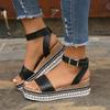 Fashion Comemore Summer New Women Sandals Hemp Rope Large Size Ankle Buckle Sandales Female Thick Bottom Casual Roman Sandalias Mujer