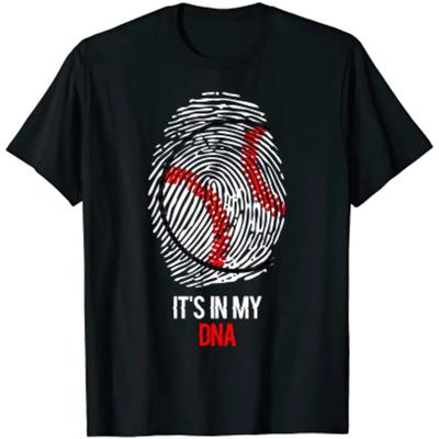 Funny Baseball Its In My DNA Fingerprint Unisex TShirt Short Sleeve Casual Cotton Boys TShirts