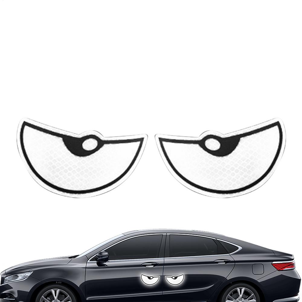 Reflective Eye Decal Vehicle Reflector Car Stickers Eye Night Safety Driving Reflective Cute Caution Decal For Bumpers Window белый