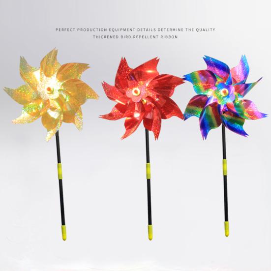 5 stk Pinwheels Sparkly Reflekterende PET Bird Repeller Sparkly Pinwheel Vindmølle for Hage
