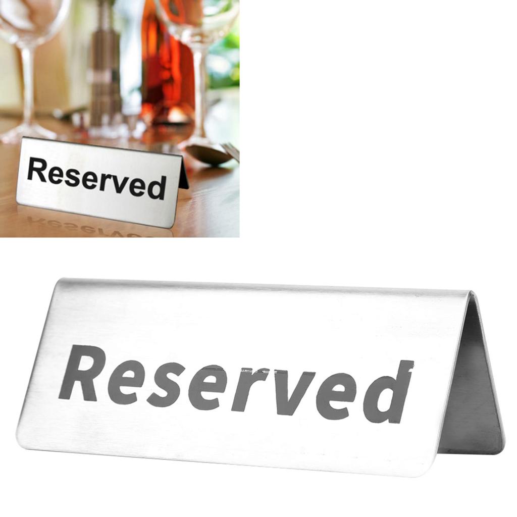 Dubbelsidig bordskylt i rostfritt stål med engelska bokstäver för restaurang, hotell, bar, pub, bordsartiklar - Reserverad