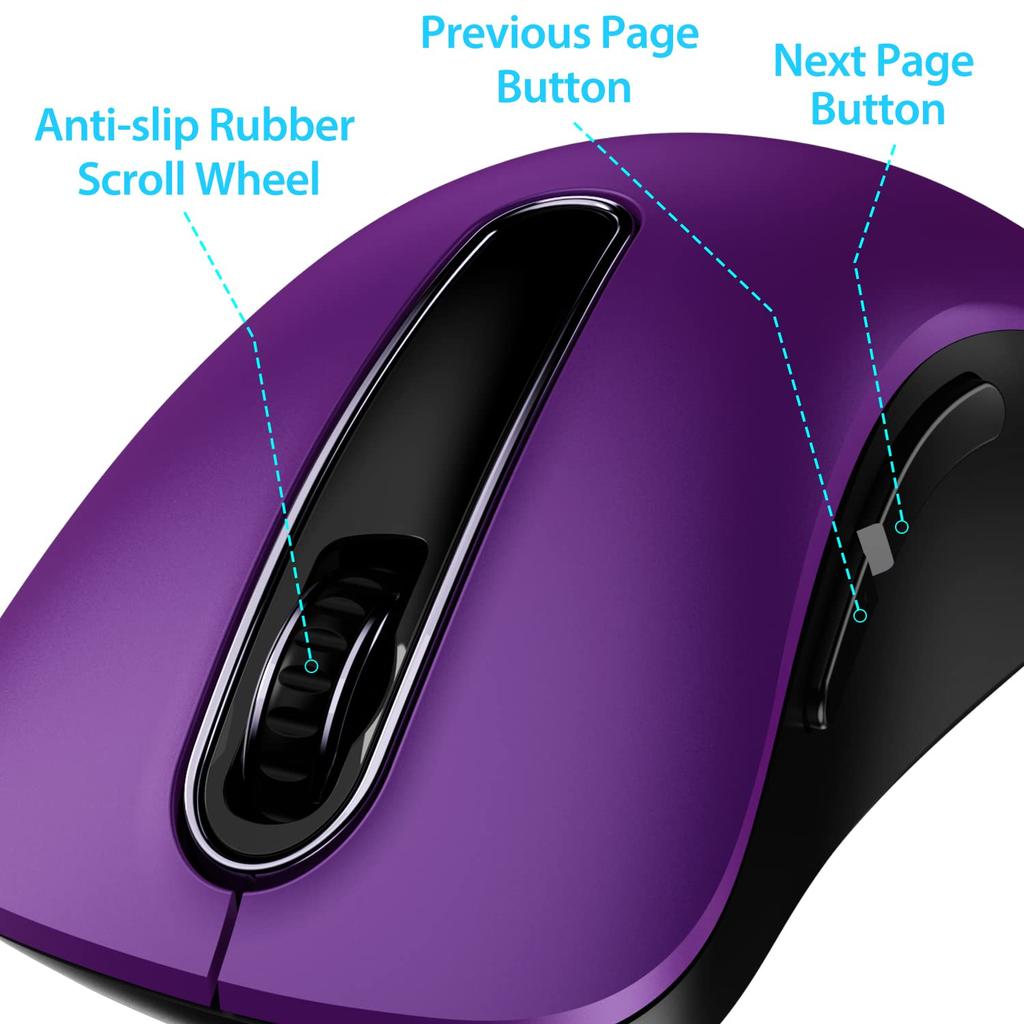 Memzuoix Wireless Mouse Ergonomic Design with USB Receiver 1200 DPI Compatible with Purple Wireless Mouse 2.4G 5-Button Laptops/Desktops/Macs/PCs