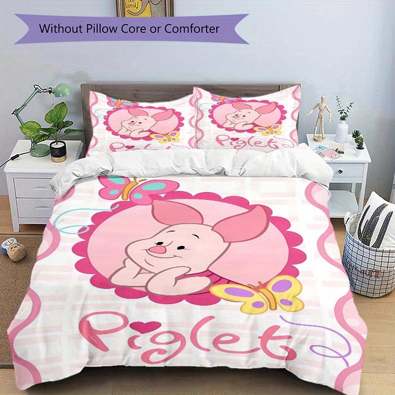 3pcs Cute Piglet Bedding Set, Including 1 Quilt Cover and 2 Pillow Shams, Without Filling, Soft and Comfortable Home Bedroom Q011