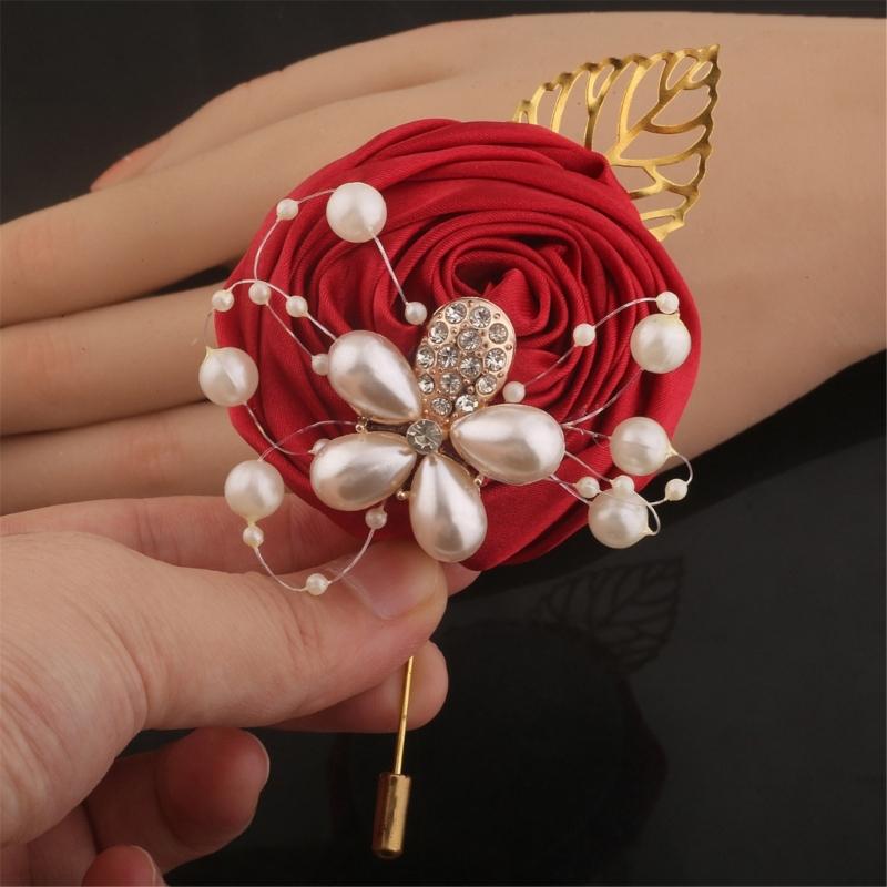 Exquisite Corsage Corsage Artificial Flower for Wedding Bridesmaids and Groomsmen Artificial Flower and Pearls