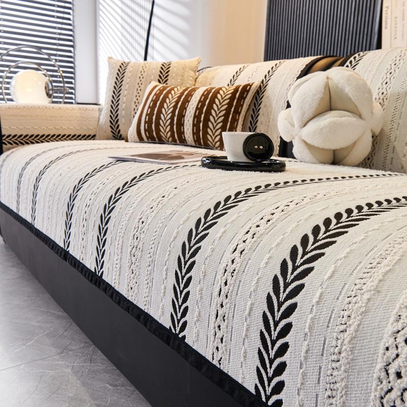 Line Jacquard Chenille Sofa Covers Luxury Non-slip Soft Sofa Towel Couch Cushion Slipcover For Living Room Modern Home Decor