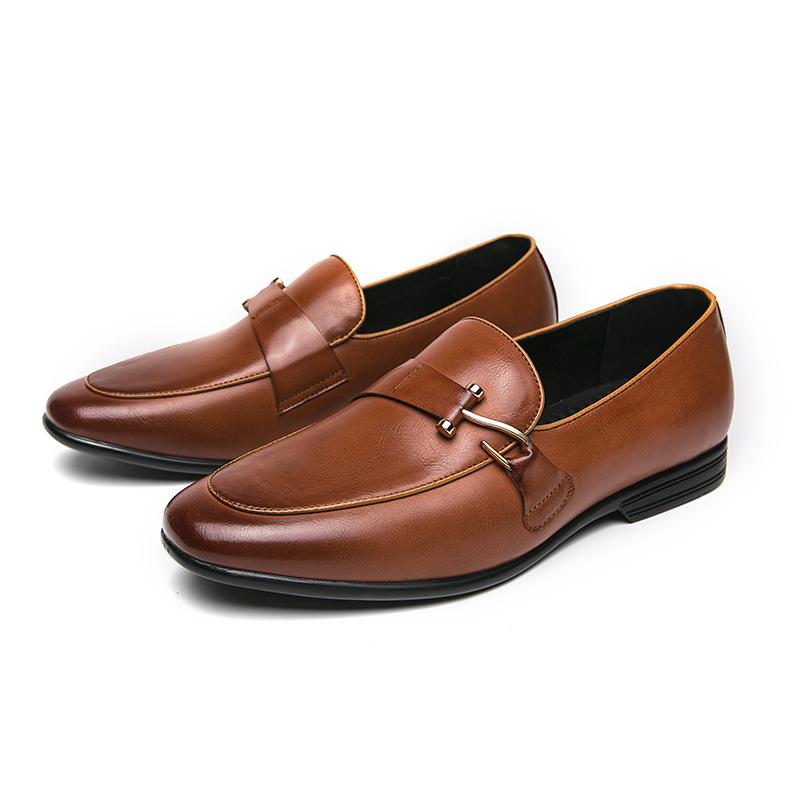Fashion Britain New Men Pointed Black Brown Penny Monk Strap Loafter Casual Dress Homecoming Shoes Male Formal Wedding Oxfords Footwear