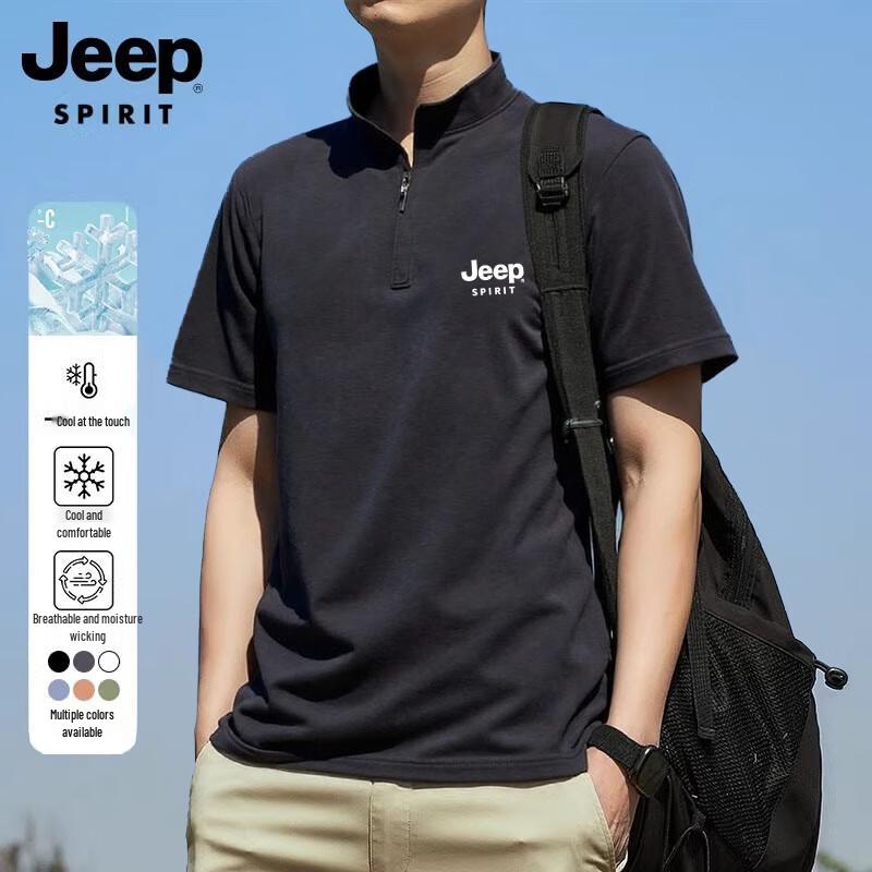 JEEP SPIRIT Men s Quick-Dry Stand Collar T-Shirt M