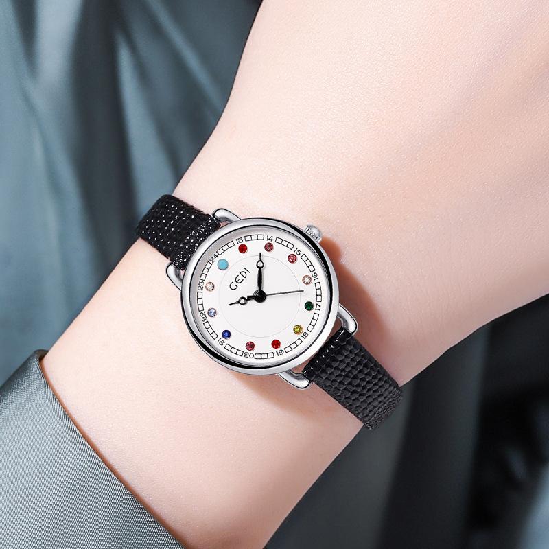 Birthstone Watch Women'S High Value Student Watch Retro Temperament Women'S Belt Quartz Watch