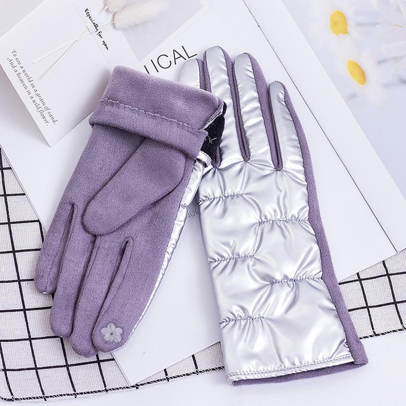 Women Gloves Down Cotton Keep Warm Winter Female Waterproof Thermal Fleece Lined Touch Screen Non-slip Riding Motorbike